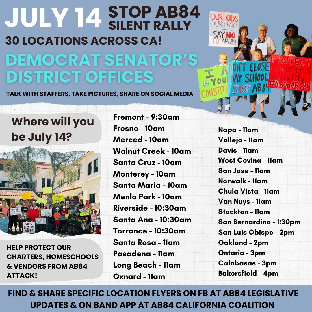 BREAKING: Parents Rally to Fight AB84 - Homeschooling at Risk! —  Stop AB84 California, Homeschool Protection Rally 2025, Charter School Advocacy Event