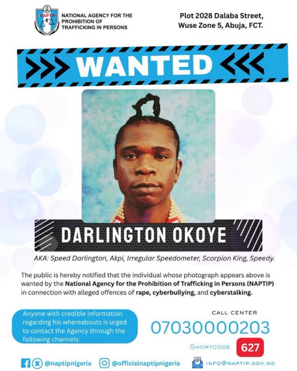 BREAKING: Speed Darlington on NAPTIP's Watch List for Shocking Confession