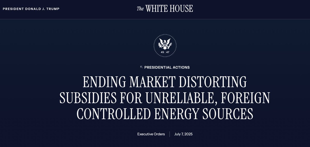 BREAKING: Trump Ends Wind/Solar Subsidies, Claims National Security!