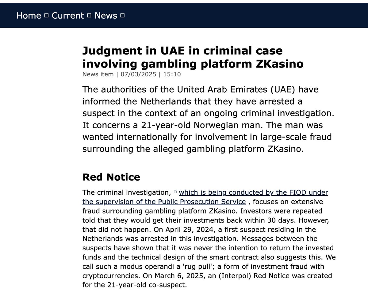 Breaking: $30M Zkasino Scam Founder Arrested in UAE!