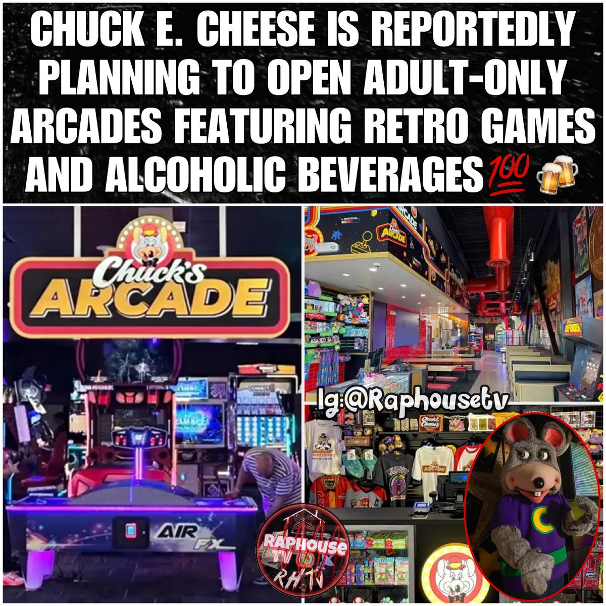 Chuck E. Cheese to Launch Adult-Only Arcades with Booze!