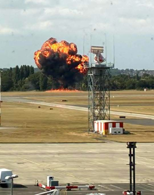 "Deadly Crash at London Southend Airport: Beechcraft Super King Explodes in Flames on Runway - Essex Police Rush to Scene" —  Beechcraft Super King aircraft accident, London Southend Airport, UK, fiery airplane crash 
Essex Police response to light aircraft explosion, London Southend Airport incident 
Eyewitness account of Beechcraft Super King crash, Southend Airport fireball incident