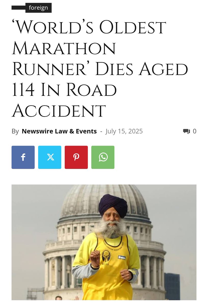 Death - Obituary News: “Turbaned Tornado” Singh, Marathon Legend, Dies at 100
