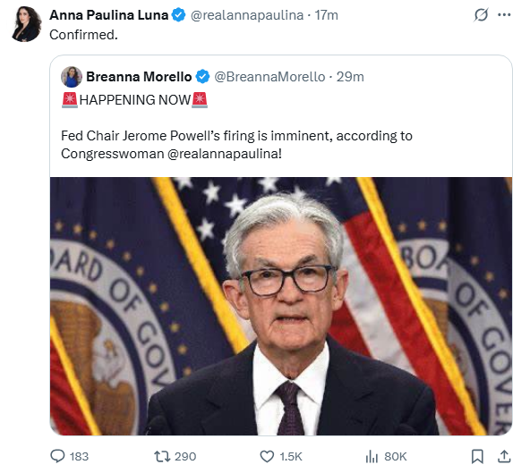 Fed Chair Jerome Powell's Job on the Line? Shocking News! —  Congressional updates 2025, Federal Reserve leadership changes, Anna Paulina Luna news