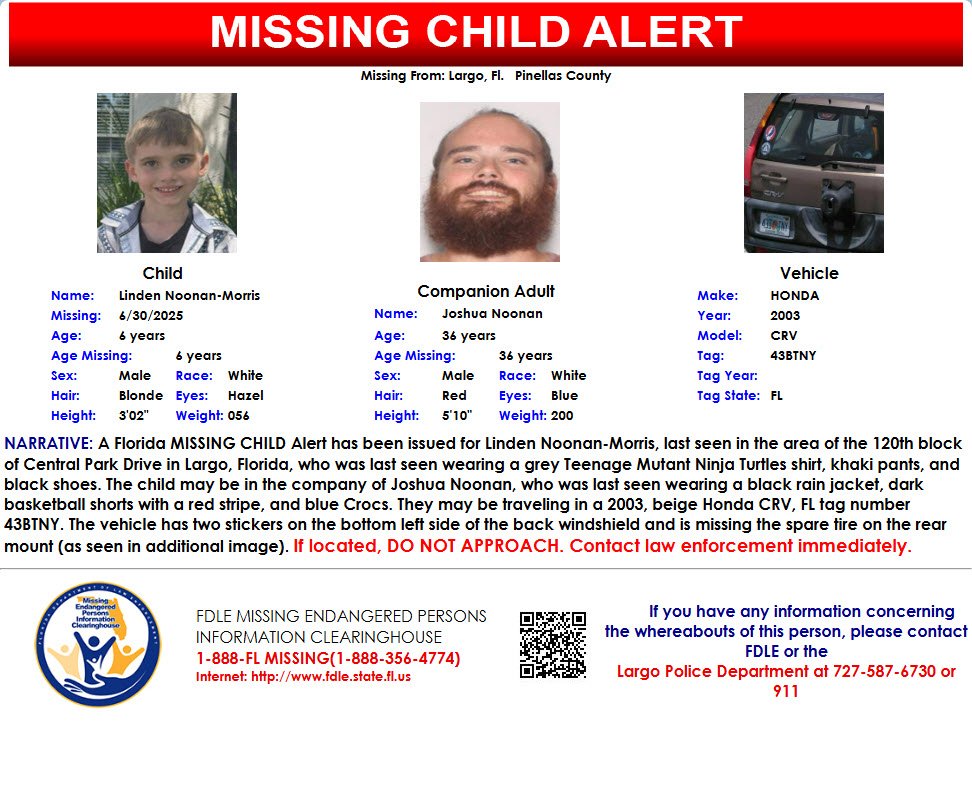 Florida Child Abduction Alert: 6-Year-Old Boy MISSING!