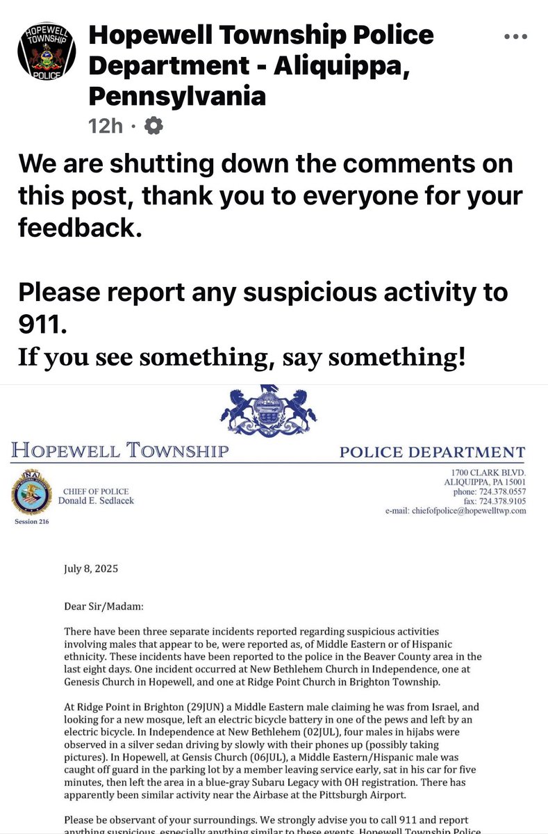 Hopewell Police Warn: Suspicious Men Targeting Churches?