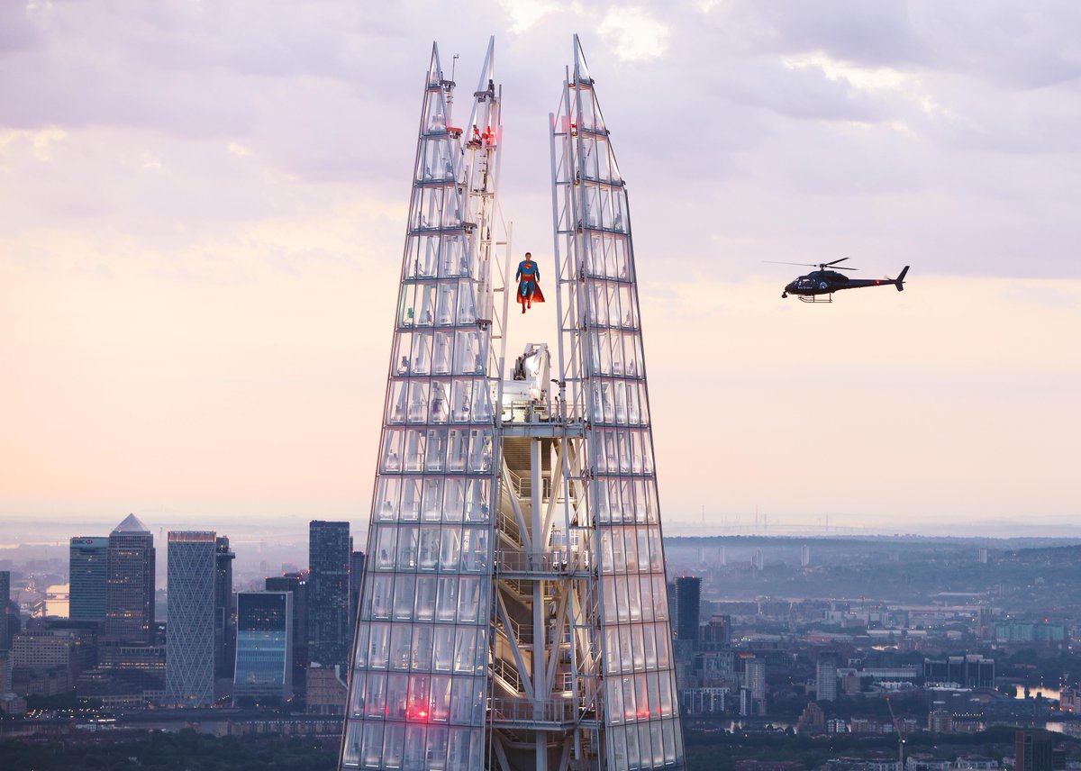 London Shock: 11ft Superman Sculpture Defies Gravity at The Shard!