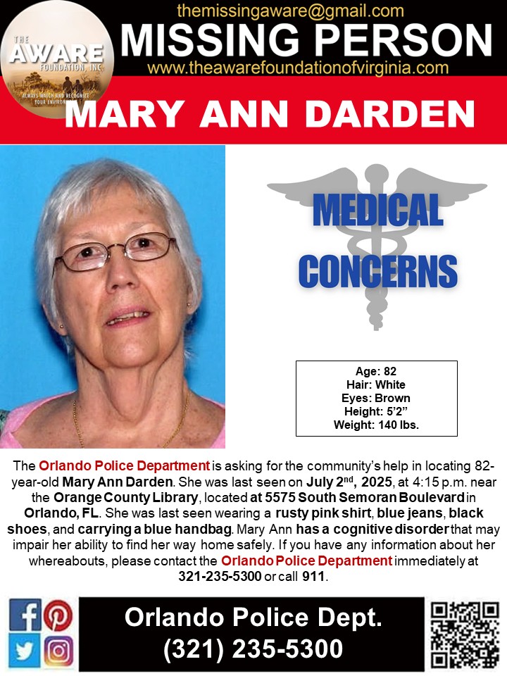 MISSING: 82-Year-Old Woman Vanishes in Broad Daylight in Orlando!