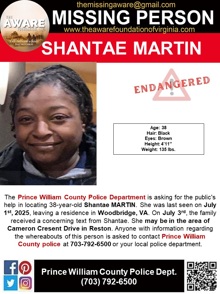 MISSING: Shantae Martin Vanishes in Prince William County!