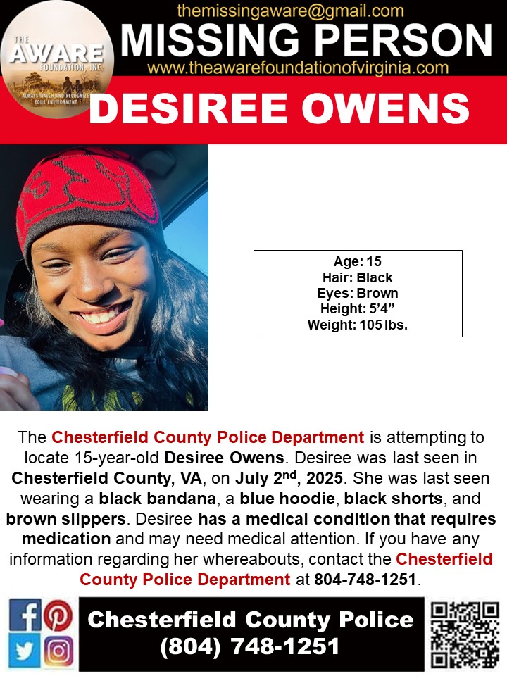 MISSING TEEN: 15-Year-Old Desiree Owens Vanishes in VA!