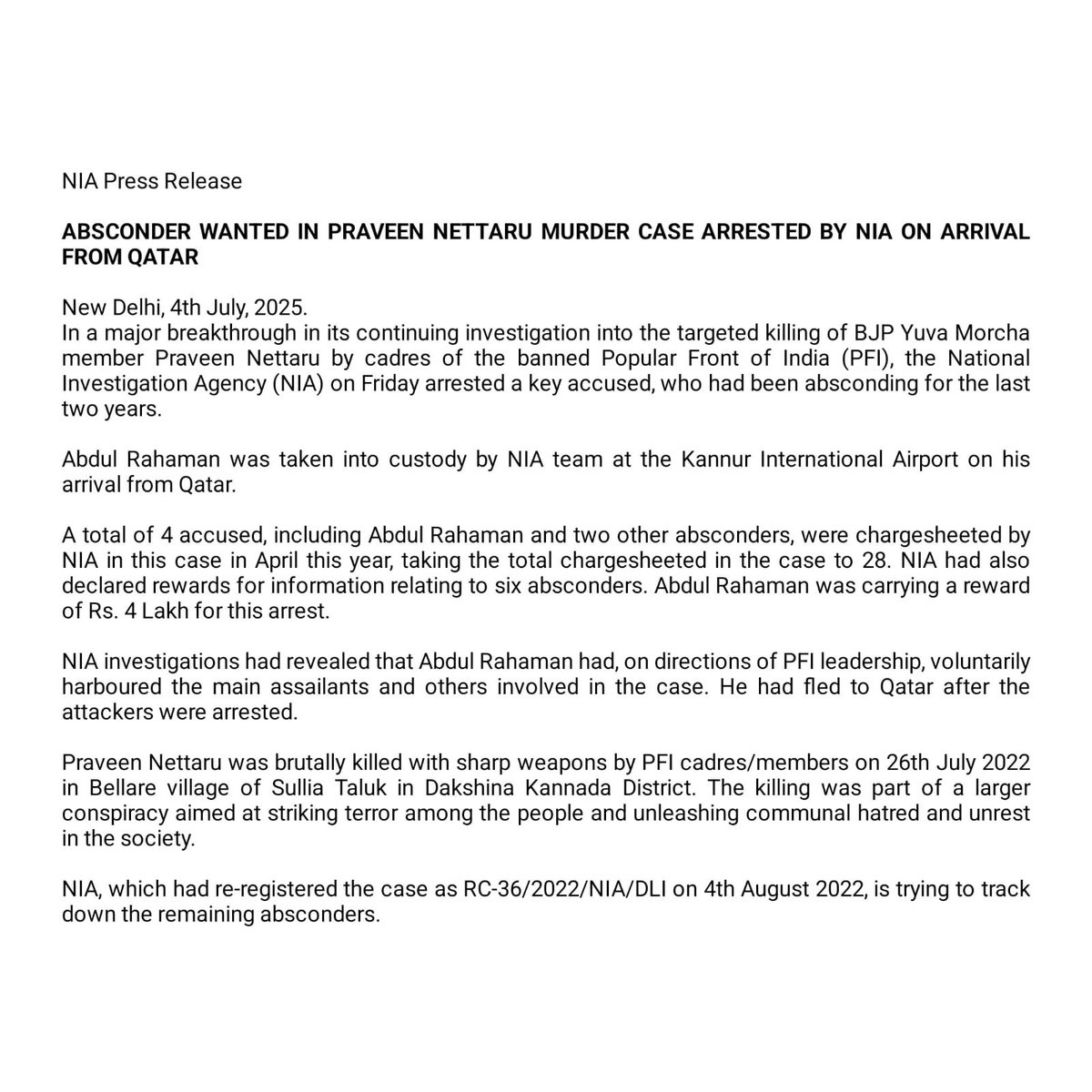 Shocking Capture: Key Suspect in Praveen Nettaru Murder Nabbed!