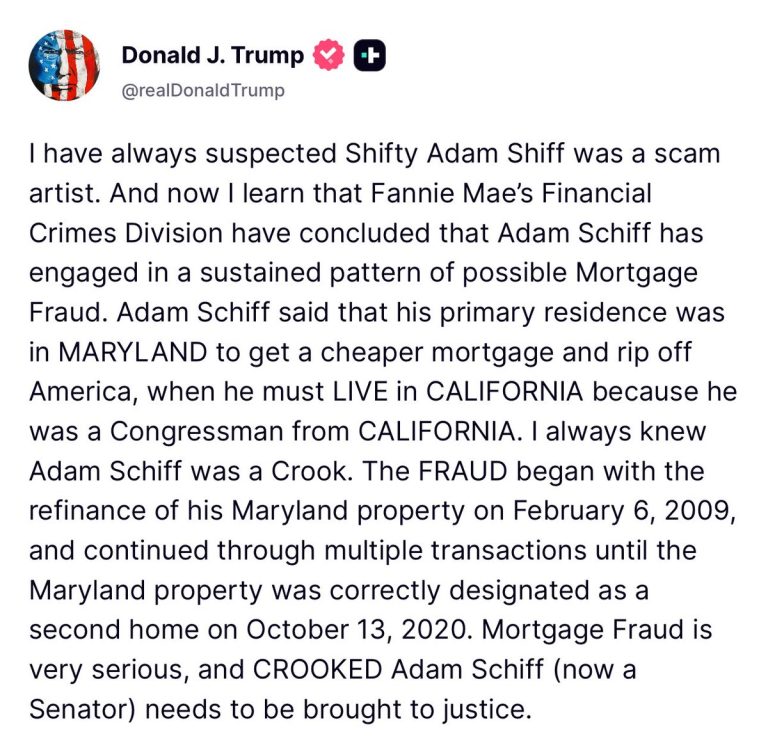 Trump Accuses Schiff of Mortgage Fraud: Lock Him Up? —  Mortgage Fraud Scandal, Trump Schiff Controversy, Political Corruption 2025