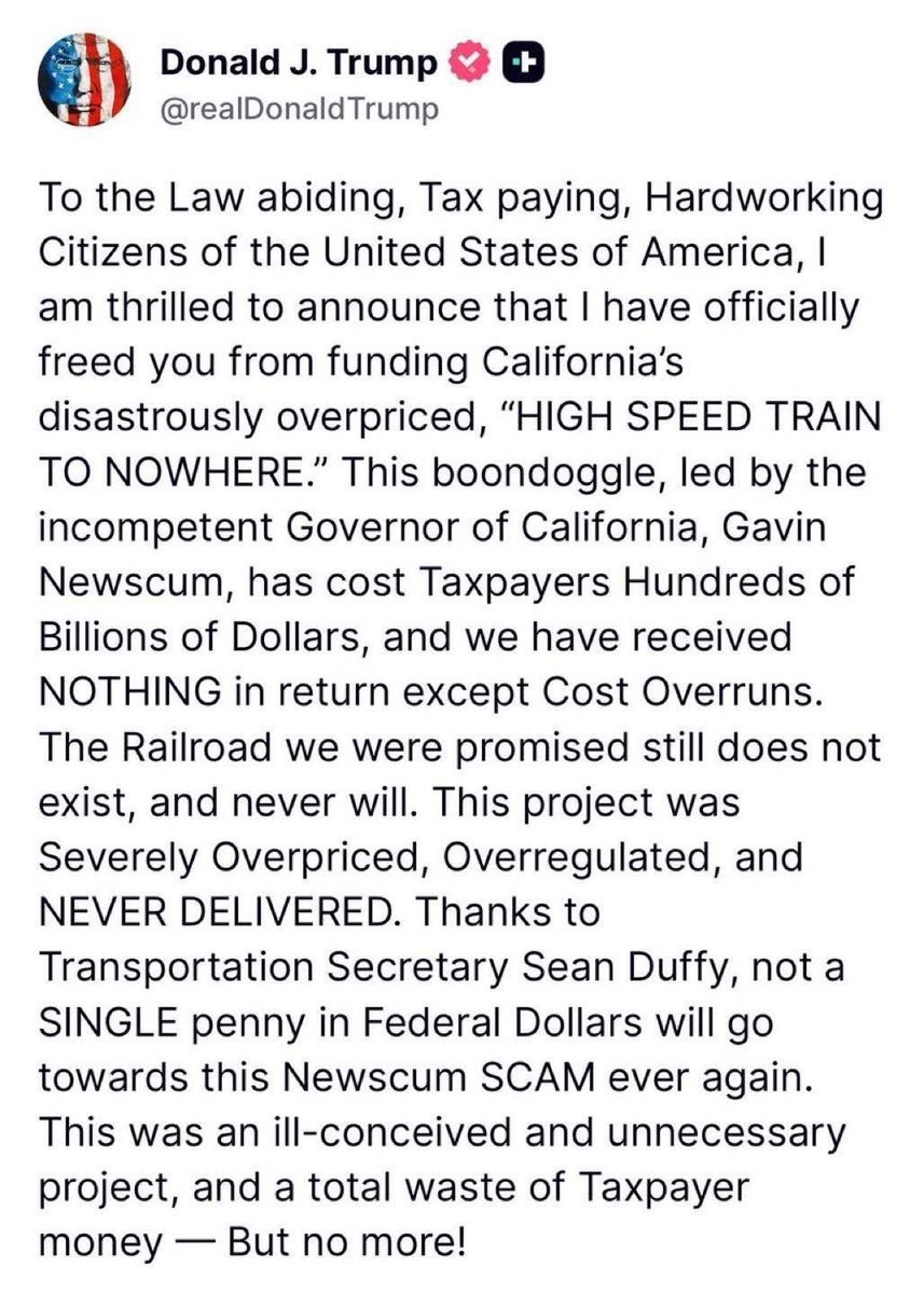 Trump Cuts Off Funds for Newsom's High-Speed Train Scam! —  Trump defunds California train project, taxpayer money wasted on failed projects, California infrastructure funding cuts