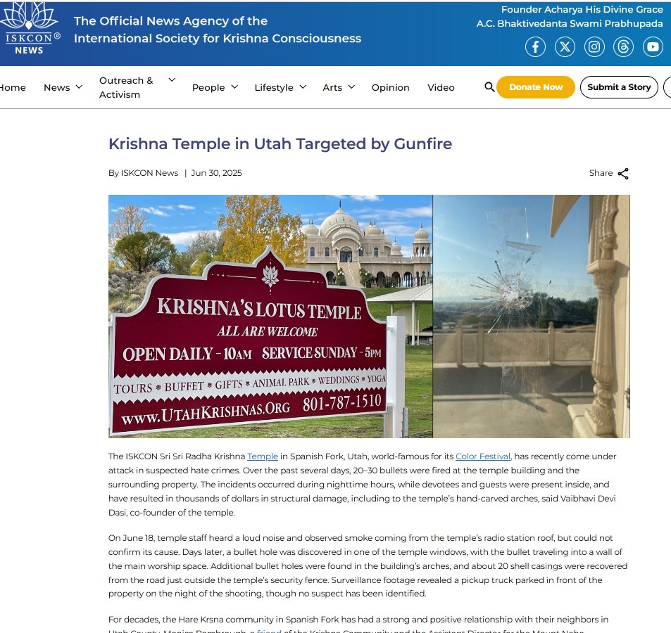 Unprecedented Attacks on Hindu Temples: ISKCON Utah Targeted!