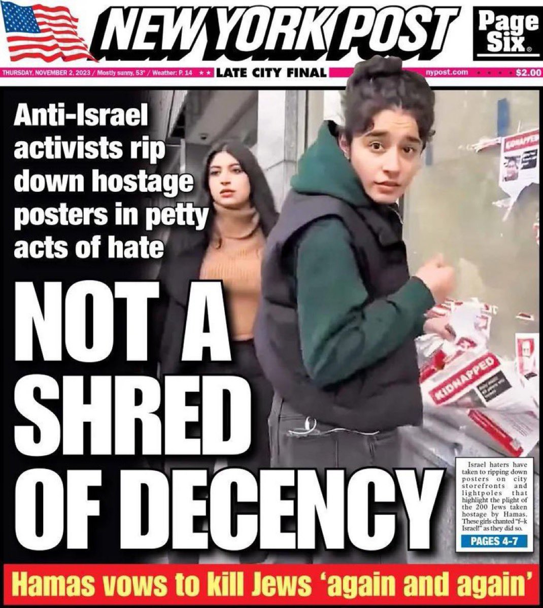 Video Shocker: Baraket Sisters Tear Down Hostage Posters!  
Arrested: Dana Baraket Attacks NYPD Officers with Pepper Spray!