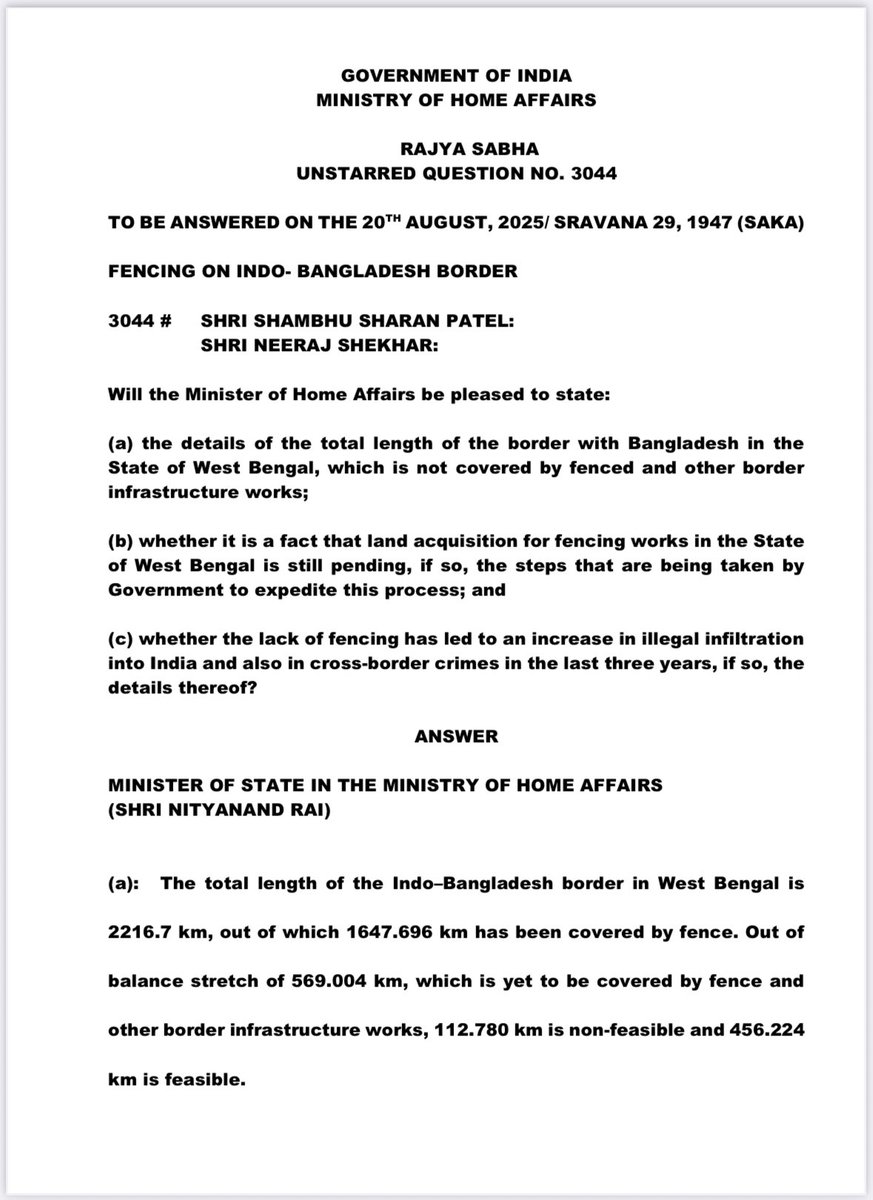 181 Kms for Border Fencing: Where's the Money, Mamata? —  Border Security Issues, West Bengal Fencing Controversy, Indo-Bangladesh Border Management 2025