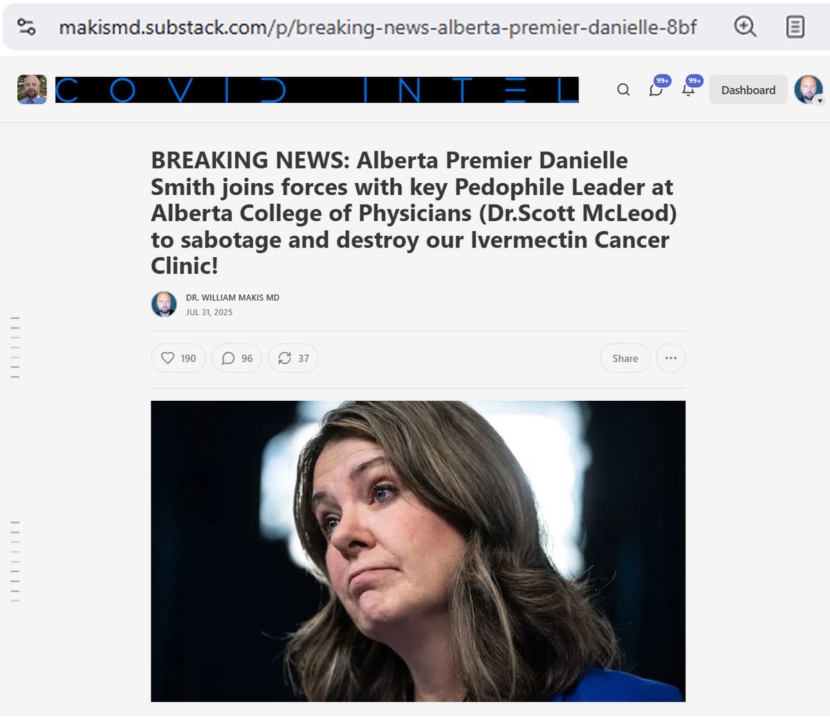 Alberta Premier's Shocking Alliance: Ivermectin Clinic Under Fire! —  Ivermectin controversy, Alberta healthcare scandal, Danielle Smith political alliance
