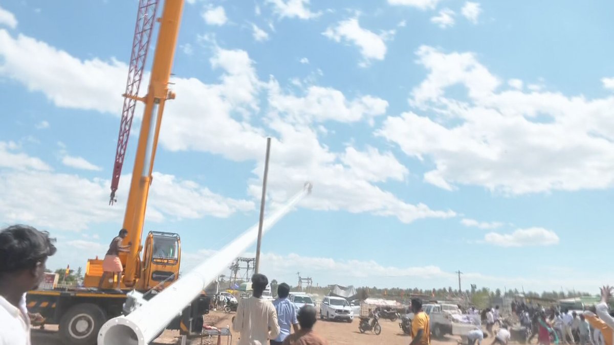 BREAKING: 100-ft Flagpole Falls, Car Crash Chaos! —  Madurai Accident News, Flagpole Installation Mishap, Event Safety Concerns 2025
