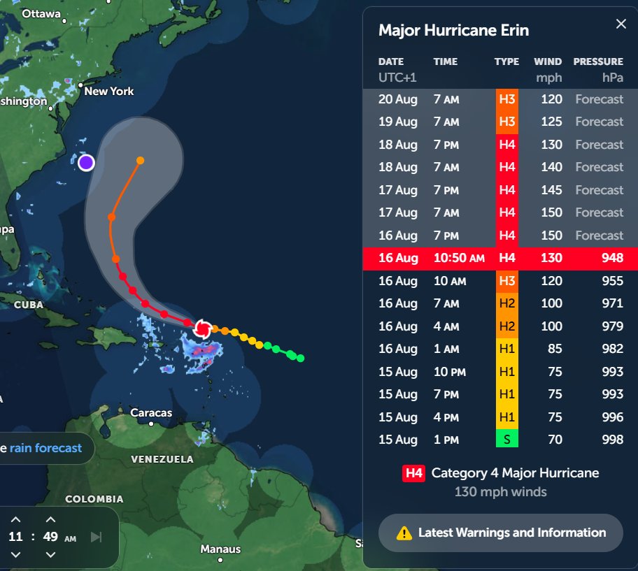 BREAKING: Erin Becomes Cat 4 Hurricane—Should We Be Worried? —  Category 4 hurricane alert, hurricane wind speed records, 2025 hurricane tracking updates