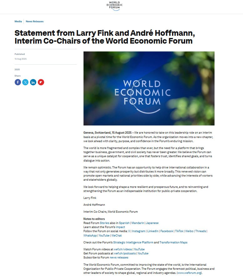 BREAKING: Larry Fink's Shocking WEF Co-Chair Role! —  Larry Fink World Economic Forum, BlackRock CEO news, WEF leadership changes 2025
