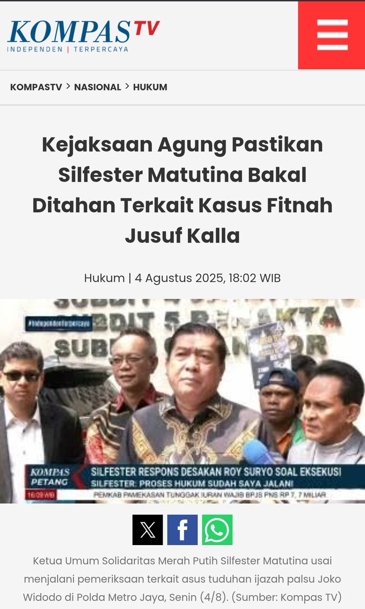 BREAKING: Silfester Matutina to be Arrested for Defamation! —  Silfester Matutina Ditahan, Kasus Fitnah Jusuf Kalla, Kejaksaan Agung Update 2025