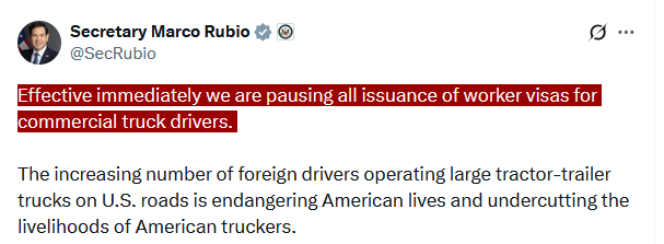 BREAKING 🔴 U.S. Suspends Truck Driver Visas!  
Are Foreign Drivers Really a Threat to Lives? —  Truck driver visa ban, U.S. immigration policy 2025, foreign truck driver regulations