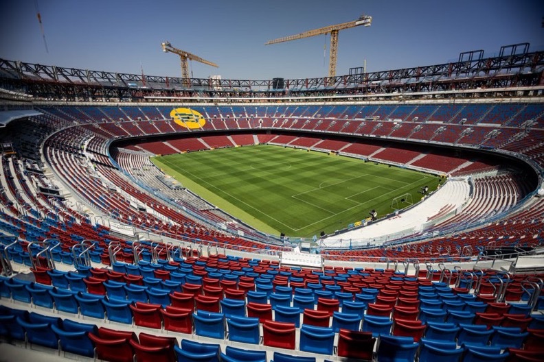 Barcelona's Camp Nou Renovation: Secrets Revealed! —  Spotify Camp Nou renovation updates, Barcelona stadium construction news, Camp Nou redevelopment images 2025