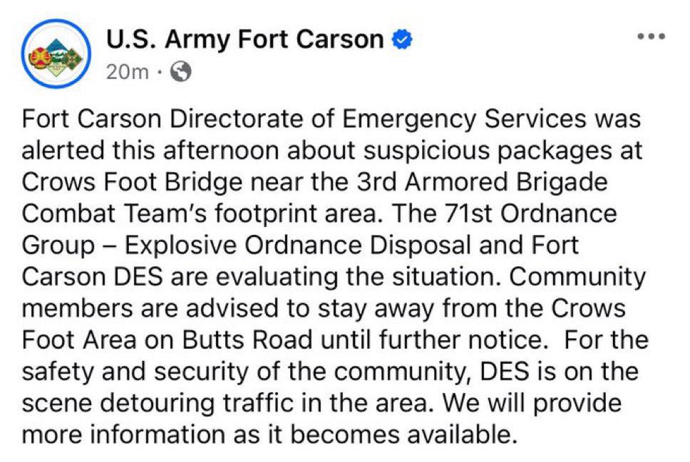 Fort Carson on High Alert: Suspicious Packages Discovered! —  Fort Carson Suspicious Packages, Colorado Army Base Investigation, LEO Response to Security Threat