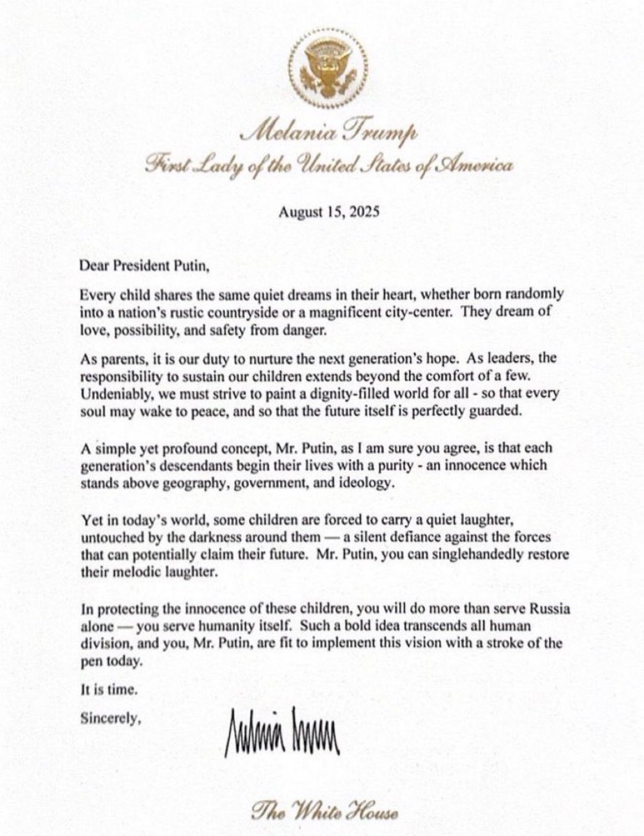 Melania Trump Appeals to Putin: A Humanitarian Plea? —  First Lady Melania Trump letter to Putin, Ukraine war peace initiatives 2025, humanitarian efforts in Ukraine