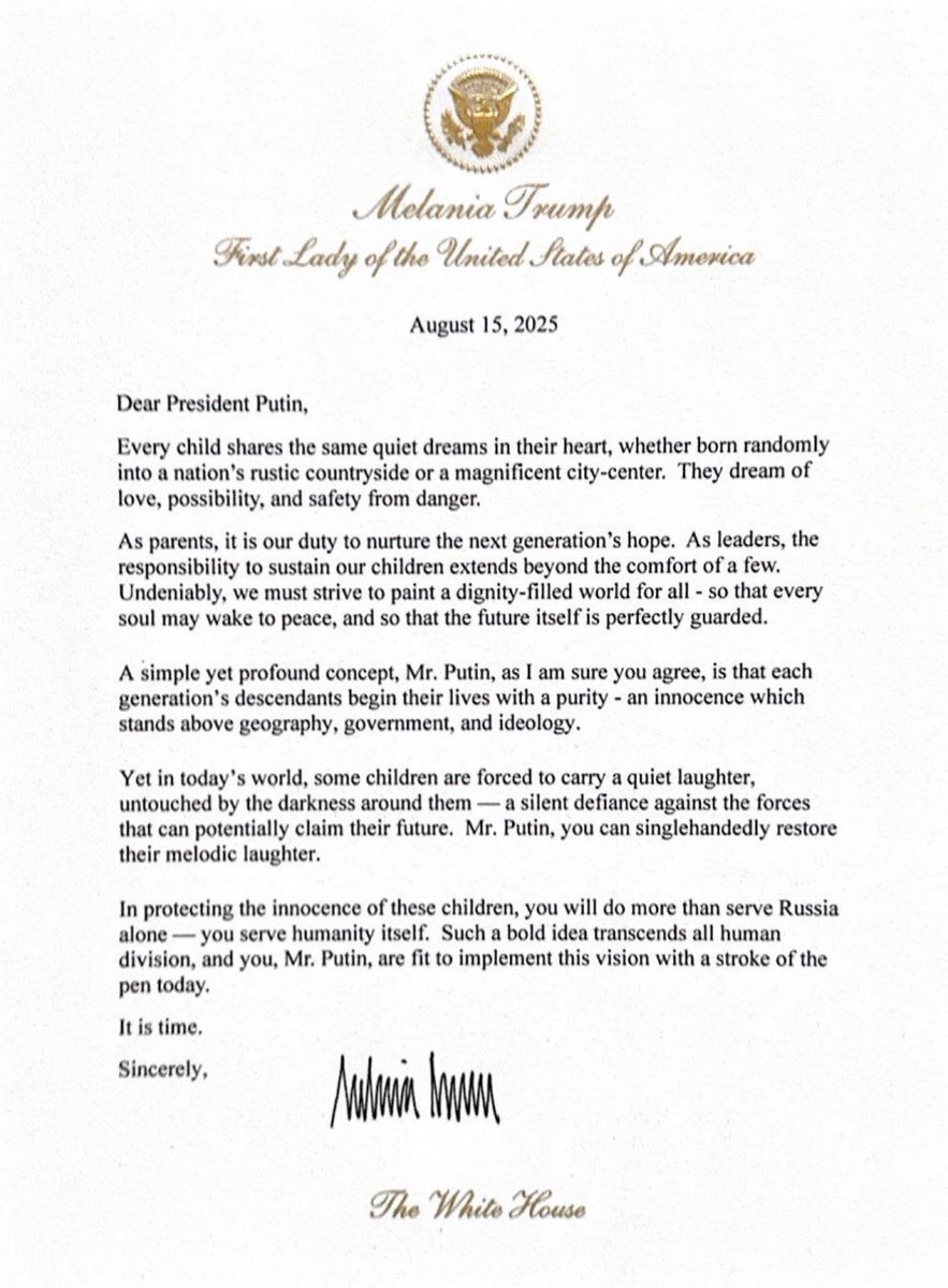 Melania Trump's Shocking Letter to Putin Revealed! —  First Lady Melania Trump news, Melania Trump Putin correspondence, White House letters 2025