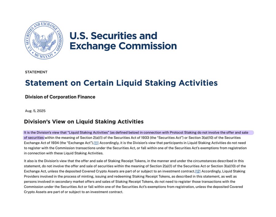 SEC Declares Liquid Staking Not Securities: DeFi Revolution? —  liquid staking regulations, DeFi token classification, SEC cryptocurrency ruling