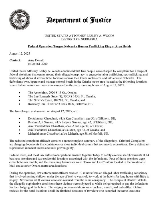 Shocking Human Trafficking Bust: Trump DOJ's Bold Move! —  human trafficking crackdown, child rescue operations, Nebraska hotel arrests