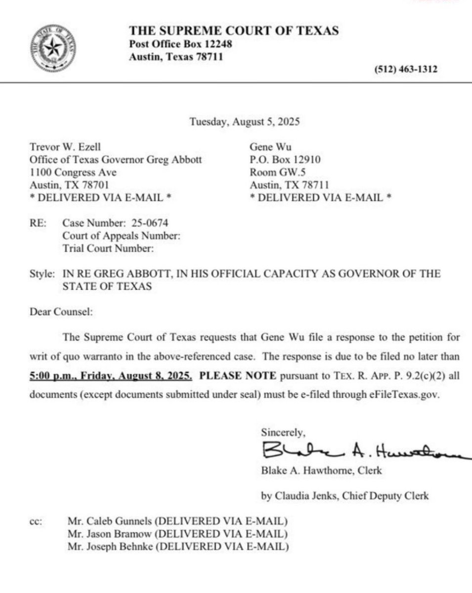 Texas Supreme Court: Democrats Must Answer Abbott's Challenge! —  Texas Supreme Court ruling, Democrats legal challenges, Greg Abbott response deadline
