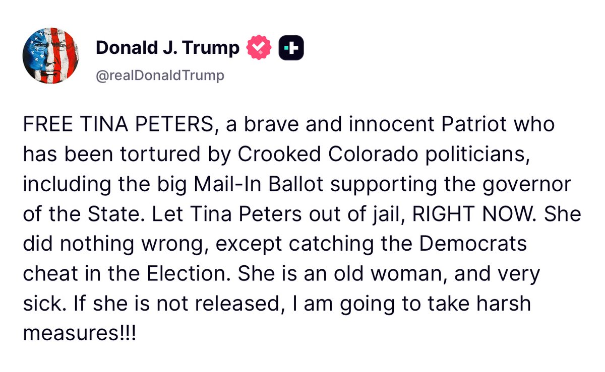 Trump Demands Tina Peters' Release: What’s Next? —  Trump calls for release, Free Tina Peters movement, Support for political prisoners 2025