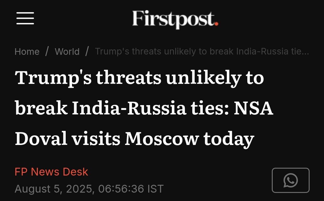 Trump's Tariff Threats: Will India-Russia Alliance Endure? —  Breaking News India-Russia Relations, Trump Tariff Impact 2025, NSA Ajit Doval Russia Visit