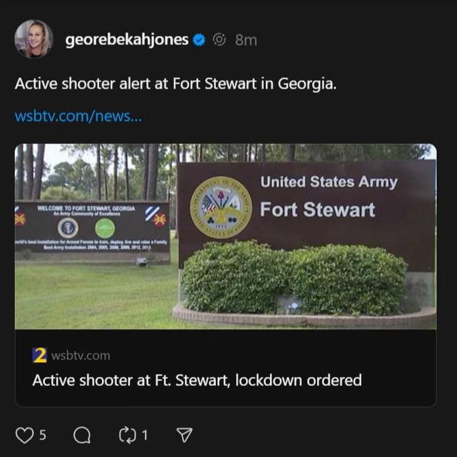 Unemployed Criminal Claims Active Shooter at Fort Stewart!