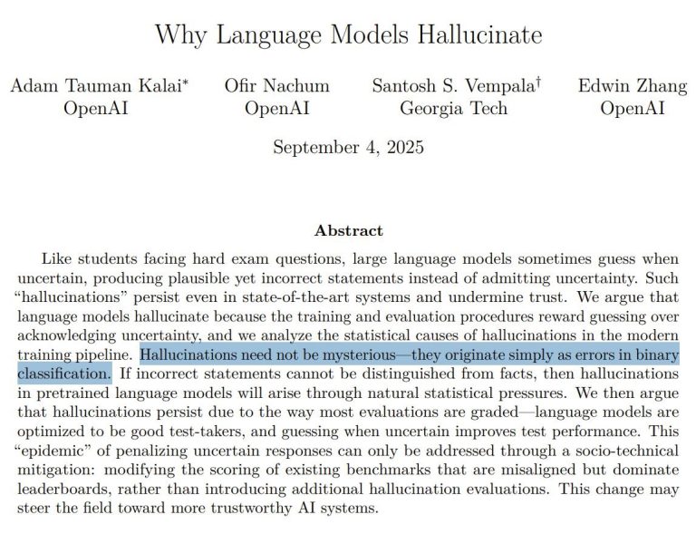Dil Modellerinin Halüsinasyon Problemi Çözüldü! —  OpenAI halüsinasyon nedenleri, yapay zeka belalısı, dil modeli yanılgıları
Yapay zeka halüsinasyon analizi, dil modeli hataları, OpenAI keşif
Yapay zeka yanılgılar, dil modeli belirsizlik, halüsinasyon problemleri