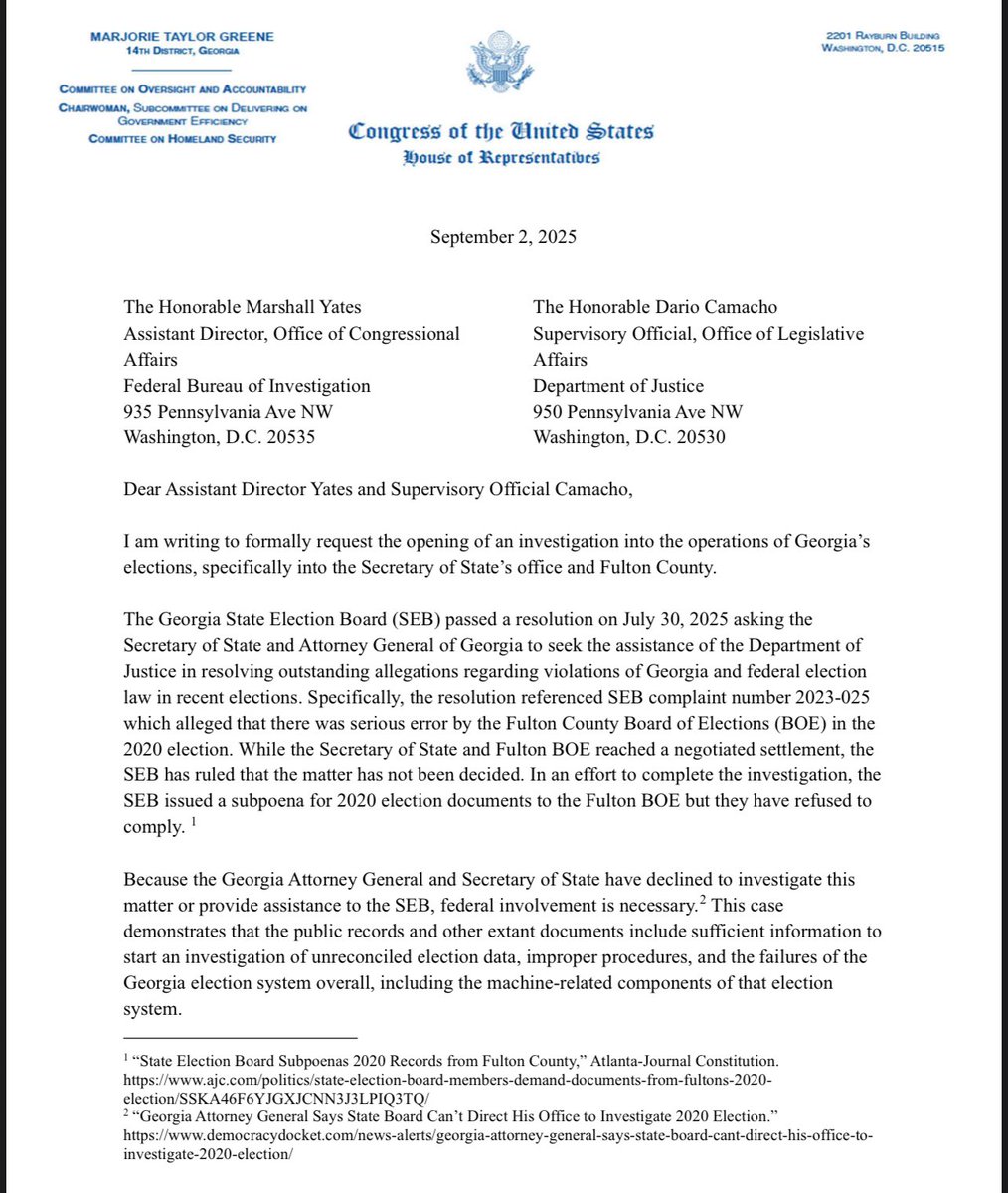 Marjorie Taylor Greene Demands DOJ Probe into 2020 Election! —  Election Investigation, Political Accountability, DOJ Inquiry 2025