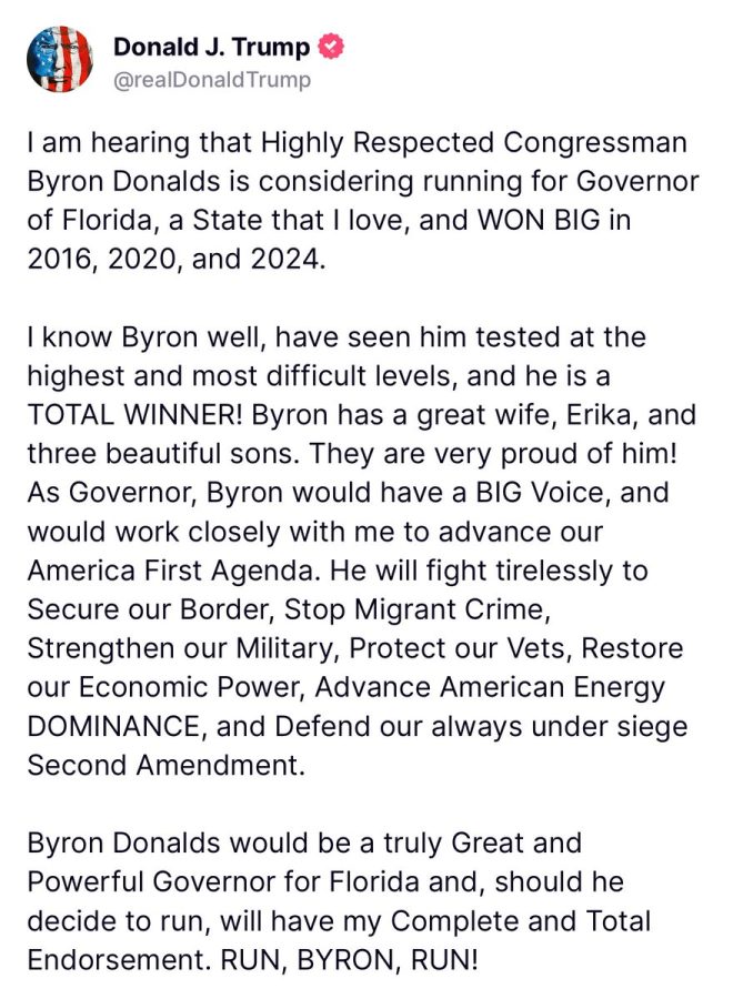 Trump's Shocking Endorsement: Byron Donalds for Florida Governor!