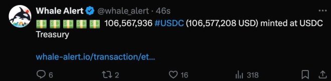 BREAKING: $106 Million USDC Minted - Prepare for a Market Shock!