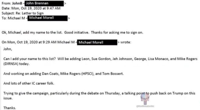BREAKING: Brennan Email Reveals 51 Agents Aided Biden's Deceit