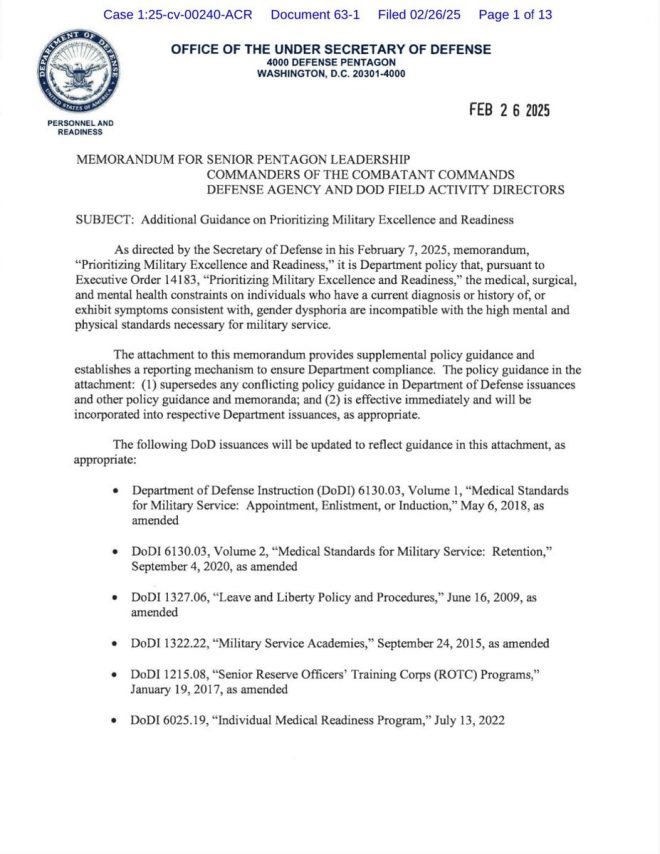 BREAKING: DoD Declares Gender Dysphoria Unfit for Military Service!