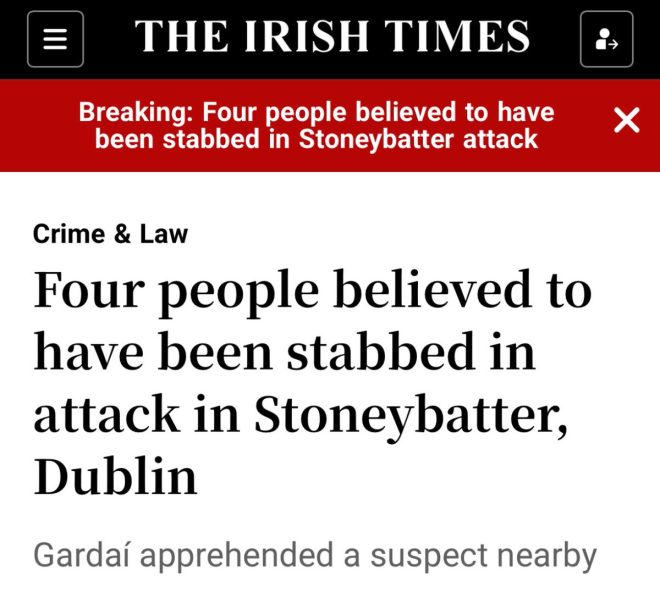 🚨BREAKING🚨 Dublin Stabbing: Random Attack Leaves 4 Injured!