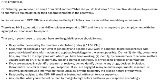 BREAKING: HHS Warns Employees on Risky Responses to Five Bullets