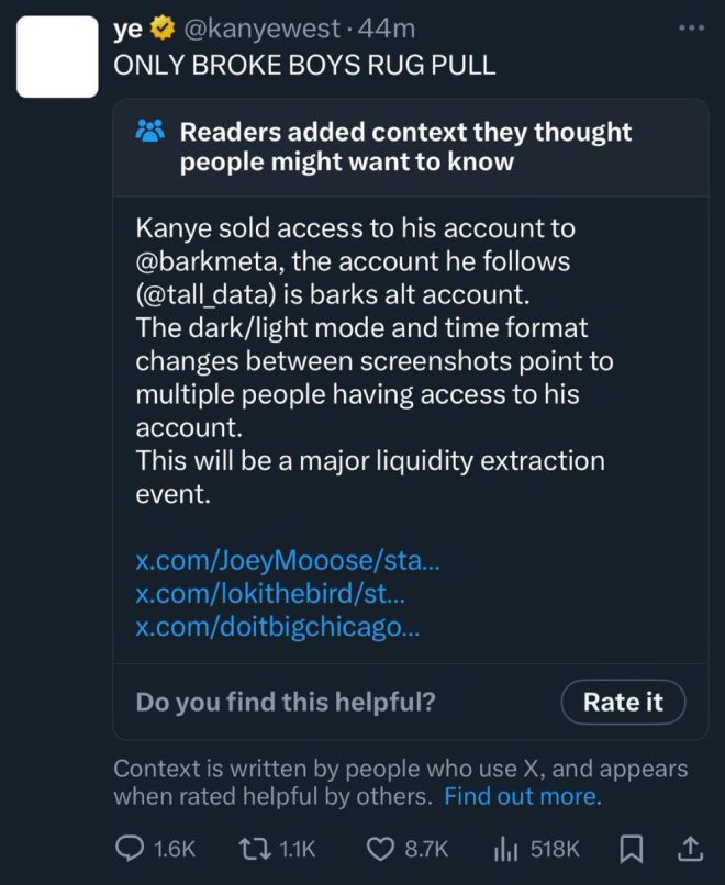 BREAKING: Kanye West's Account Sold? MemeCoin RUG PULL Imminent!