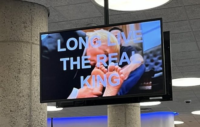 BREAKING: Trump Kissing Musk's Feet? Urban Planning Screens Hacked!