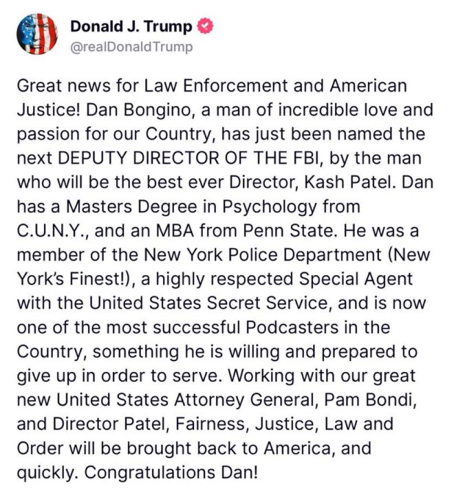 BREAKING: Trump Shocks Nation, Appoints Bongino as FBI Deputy!