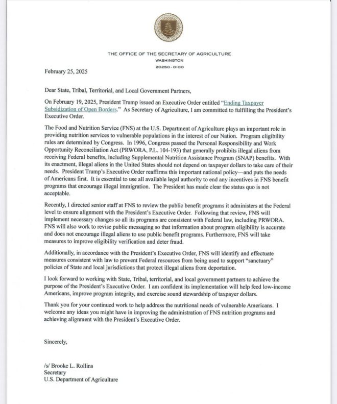 BREAKING: USDA to Block Food Stamps for Illegal Aliens!