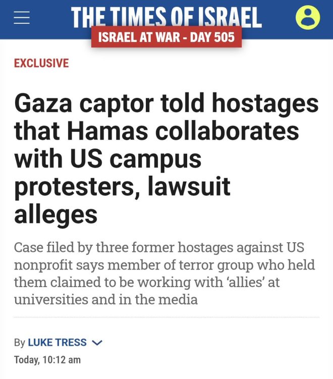 Breaking: Hostages Sue PalestineChron for Hamas Journalist's Role