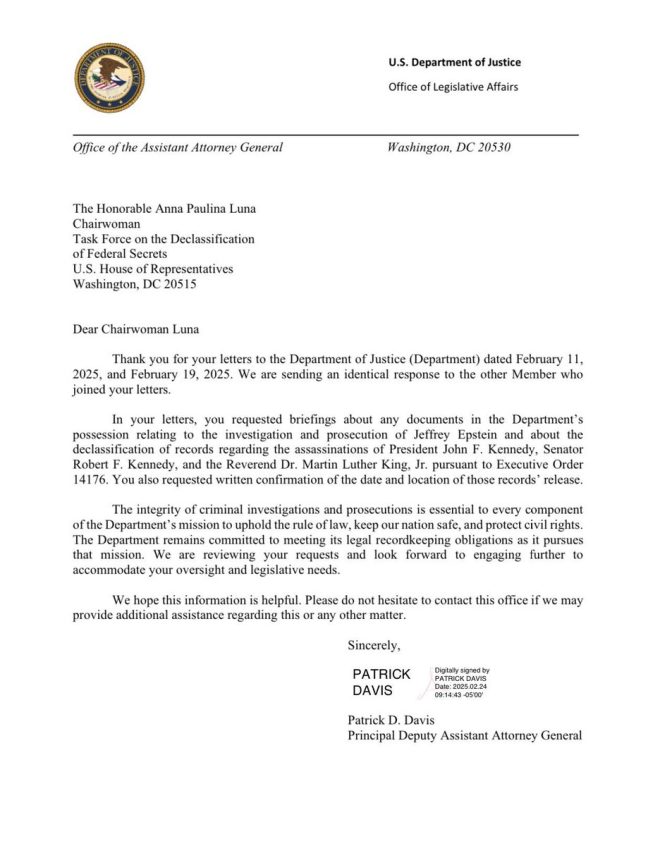 DOJ's Shock Response to Luna on Epstein/JFK/MLK Files Revealed!